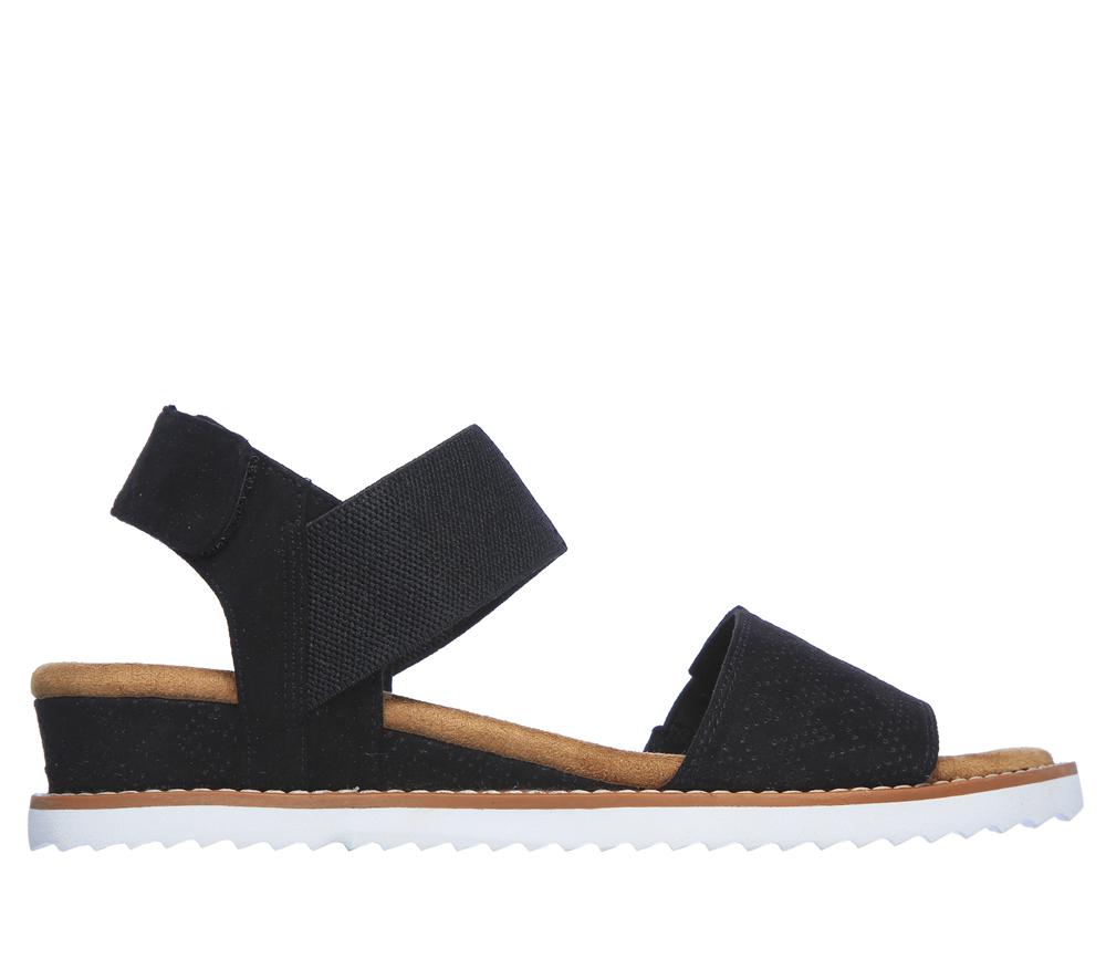 Women Skechers BOBS Desert Kiss Sandals Black  USA |  6105-GMINA