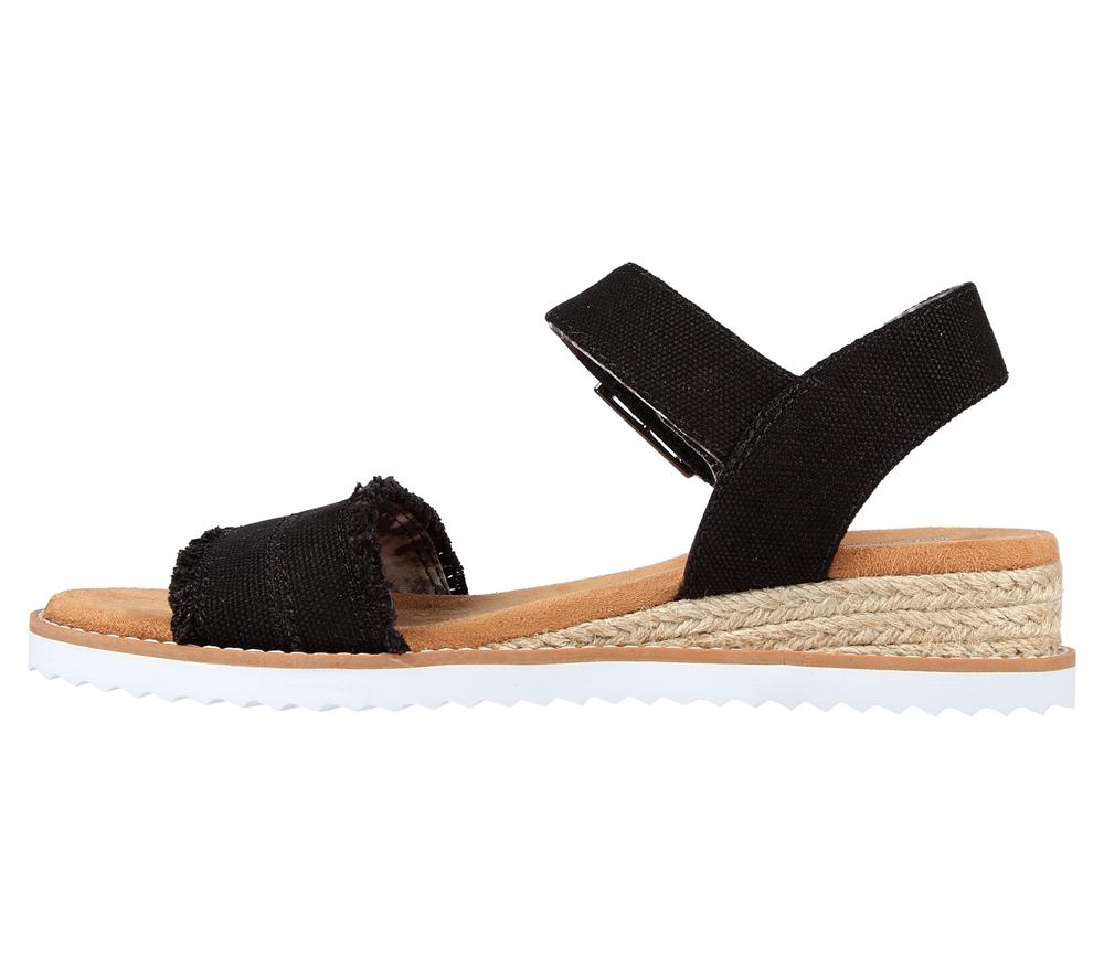 Women Skechers BOBS Desert Kiss - Adobe Princess Canvas Shoes Black  USA |  3148-ACUPY