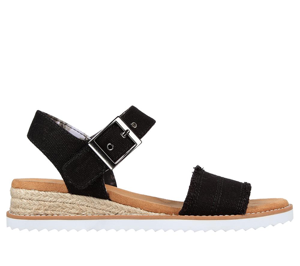 Women Skechers BOBS Desert Kiss - Adobe Princess Canvas Shoes Black  USA |  3148-ACUPY