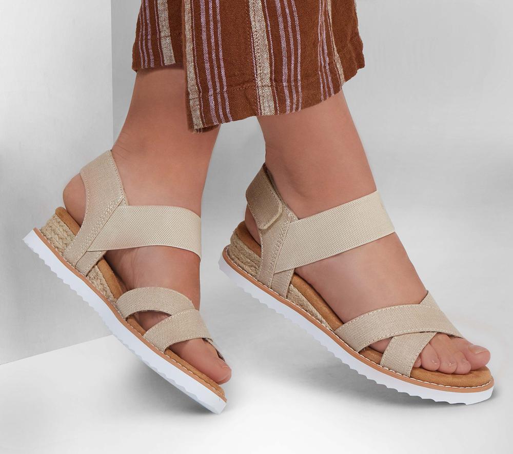Women Skechers BOBS Desert Kiss - Secret Picnic Sandals Natural White  USA |  0162-LCGWZ