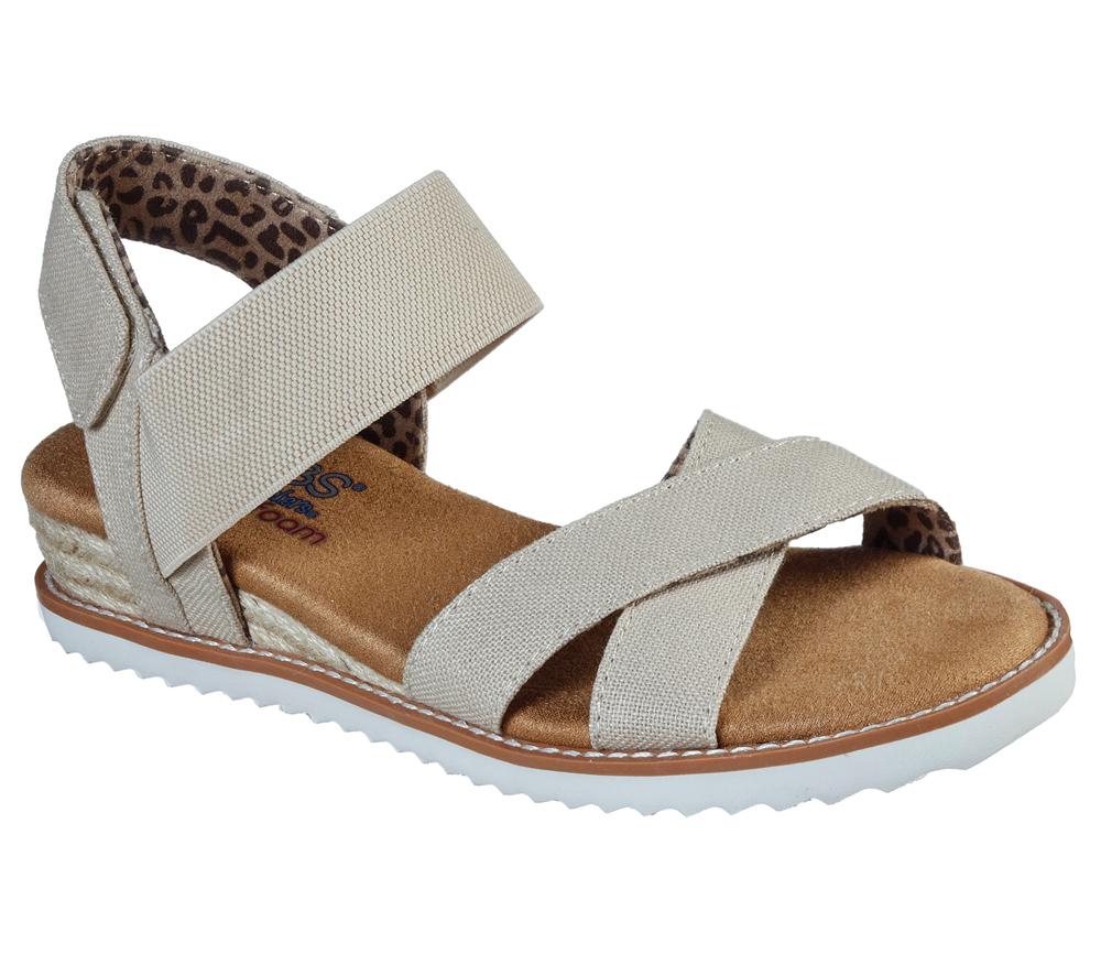 Women Skechers BOBS Desert Kiss - Secret Picnic Sandals Natural White  USA |  0162-LCGWZ