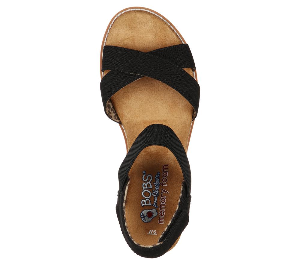 Women Skechers BOBS Desert Kiss - Secret Picnic Sandals Black  USA |  6943-KMYLN