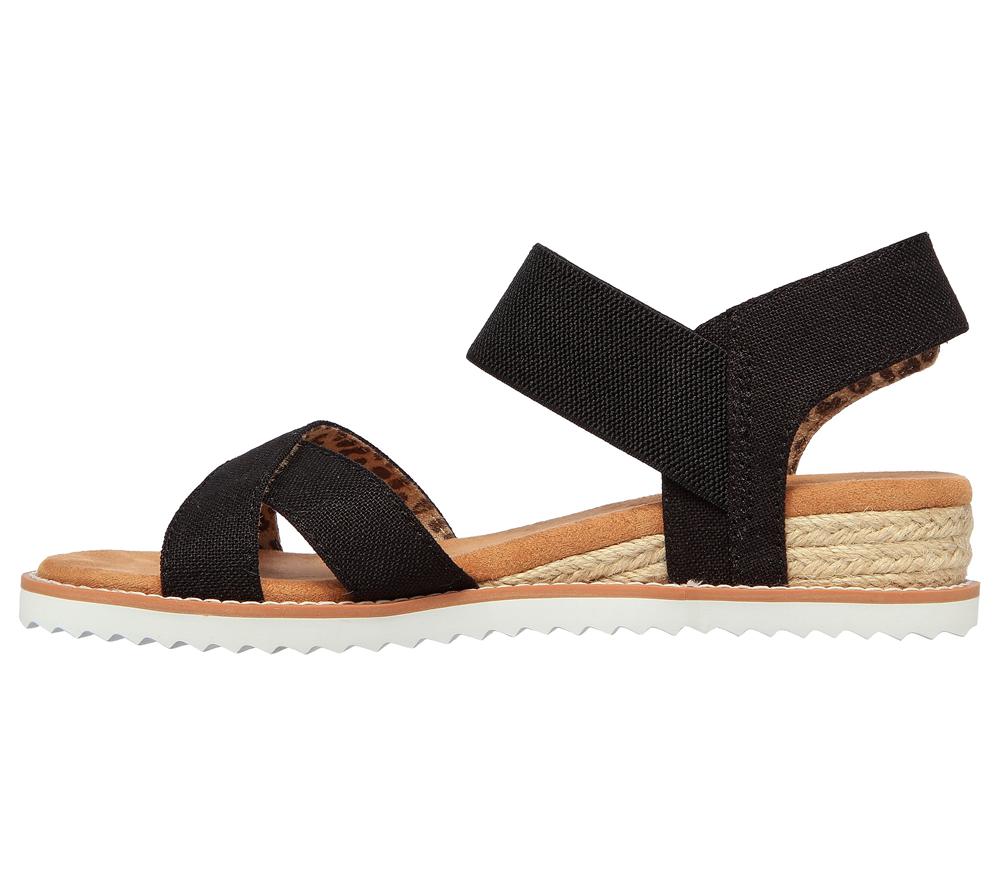 Women Skechers BOBS Desert Kiss - Secret Picnic Sandals Black  USA |  6943-KMYLN