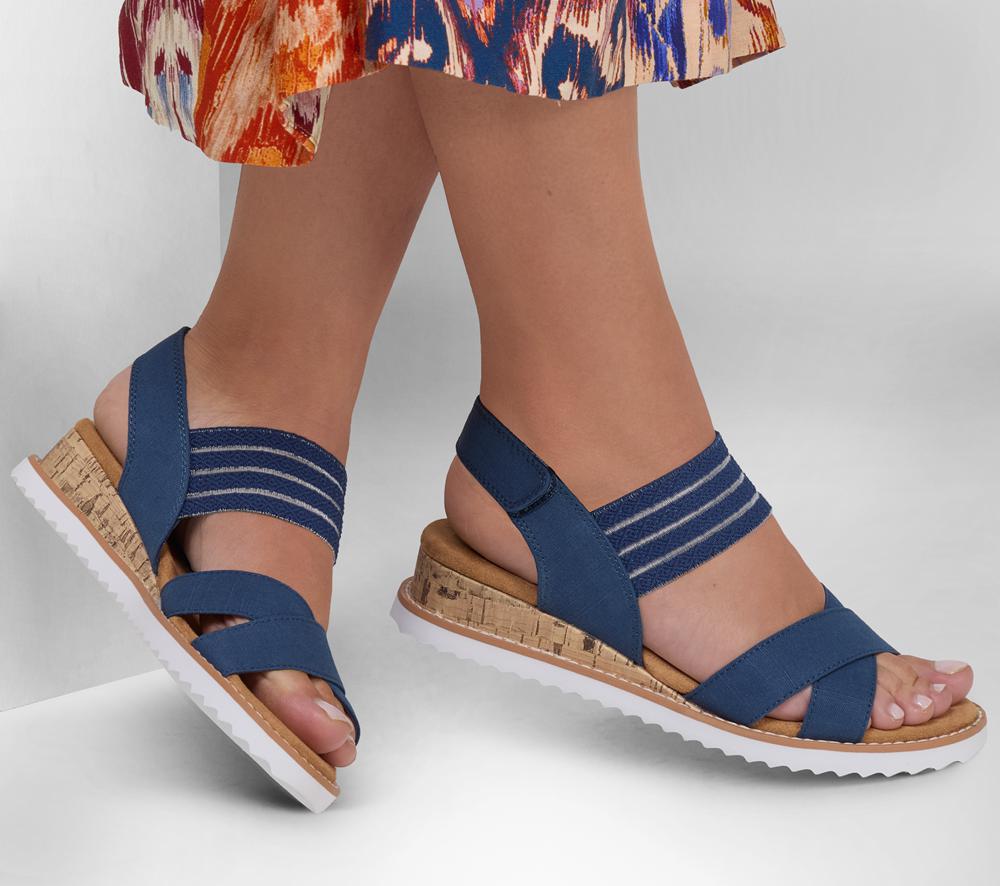 Women Skechers BOBS Desert Kiss - Shore Enough Sandals Navy  USA |  4901-DLFOE