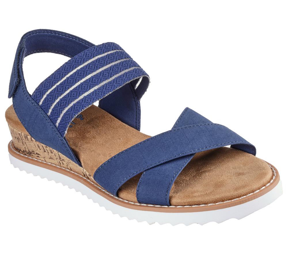 Women Skechers BOBS Desert Kiss - Shore Enough Canvas Shoes Navy  USA |  9231-LWOSH