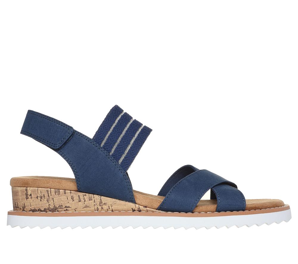 Women Skechers BOBS Desert Kiss - Shore Enough Canvas Shoes Navy  USA |  9231-LWOSH