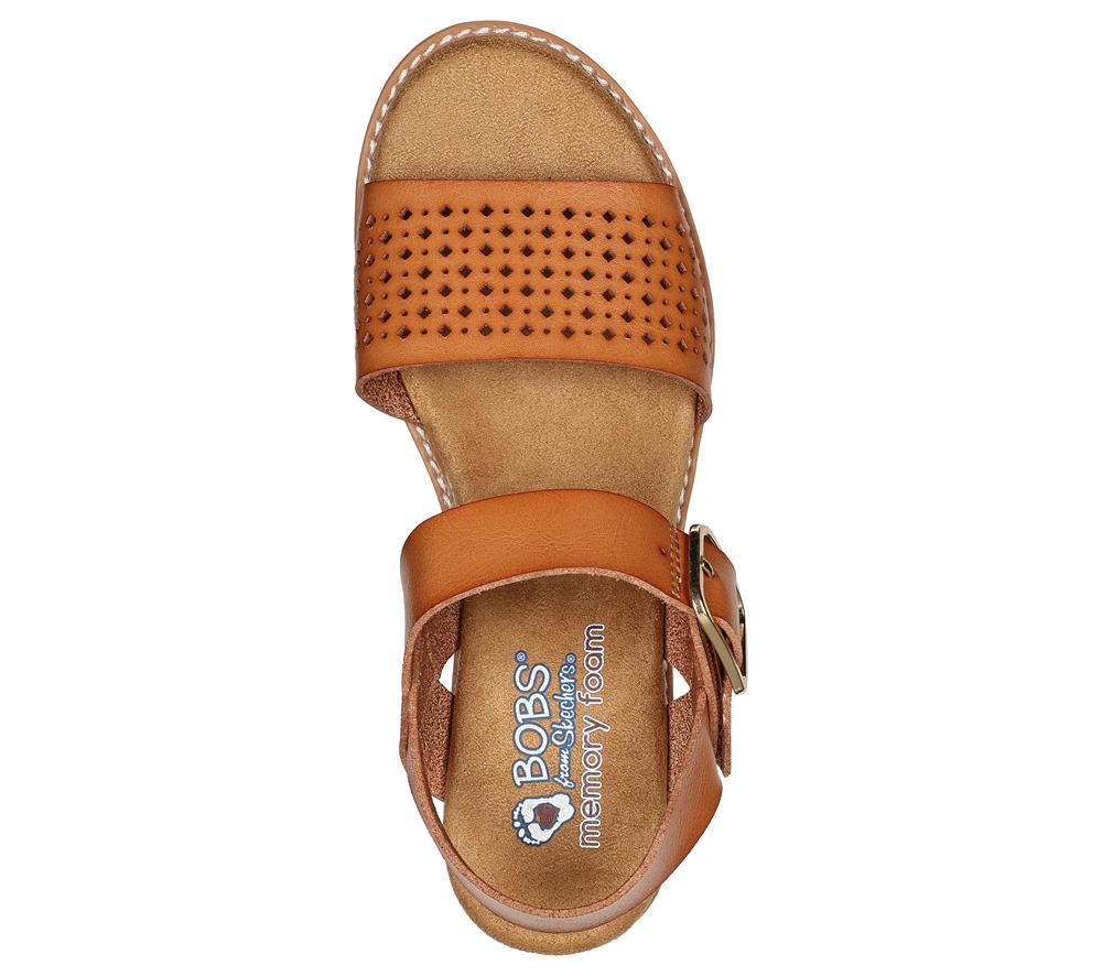 Women Skechers BOBS Desert Kiss - Sunny Flair Wedges Luggage Brown  USA |  0471-XKENT