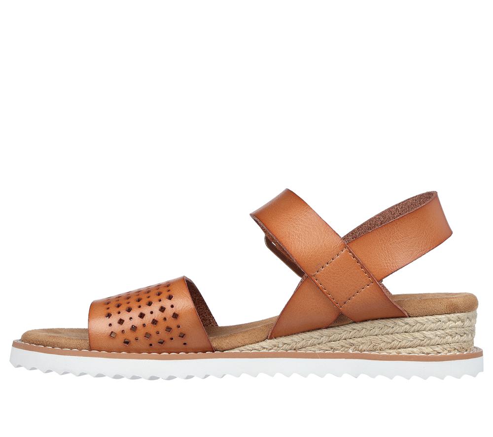 Women Skechers BOBS Desert Kiss - Sunny Flair Wedges Luggage Brown  USA |  0471-XKENT