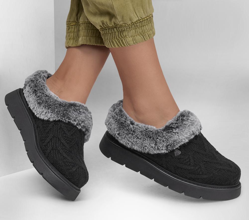 Women Skechers BOBS Keepsakes Lite - Warm Regards Slip On Shoes Black  USA |  7305-TVYRS