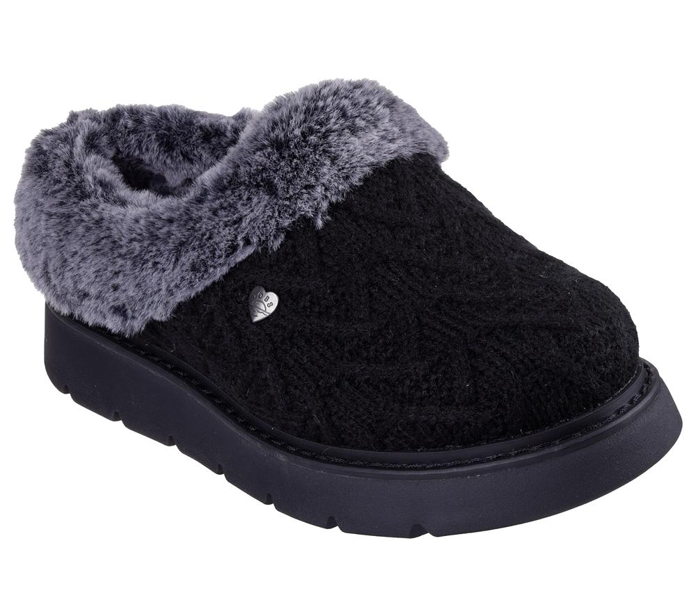 Women Skechers BOBS Keepsakes Lite - Warm Regards Slip On Shoes Black  USA |  7305-TVYRS