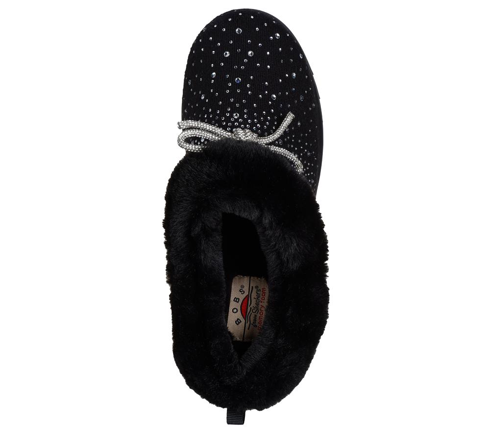 Women Skechers BOBS Keepsakes - Frosted Ties Slip On Shoes Black  USA |  1274-GSJFK