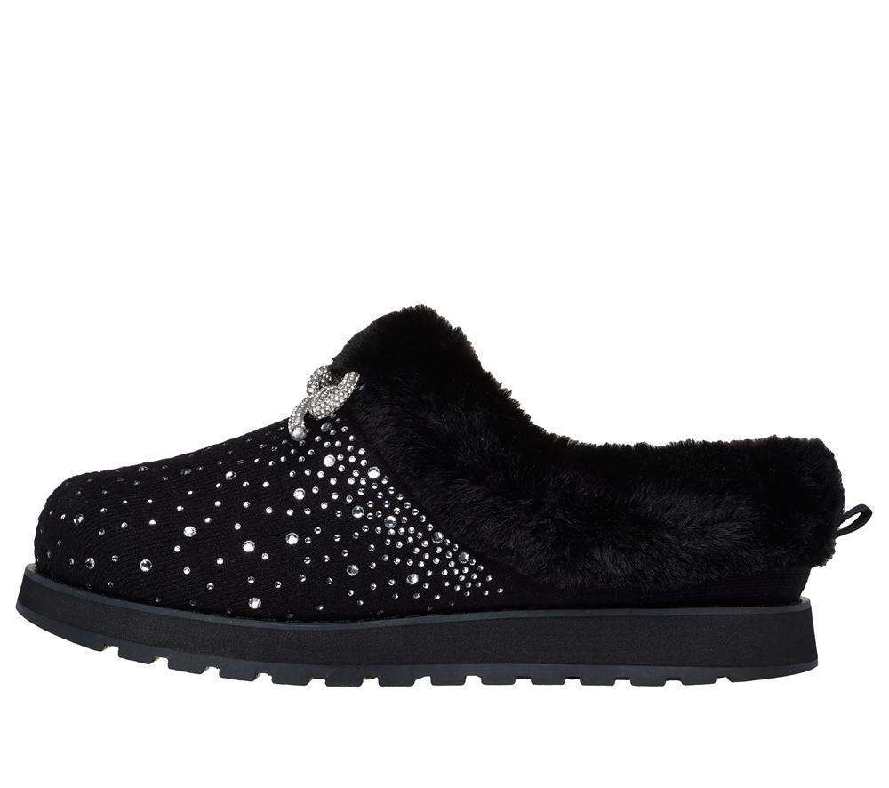 Women Skechers BOBS Keepsakes - Frosted Ties Slip On Shoes Black  USA |  1274-GSJFK