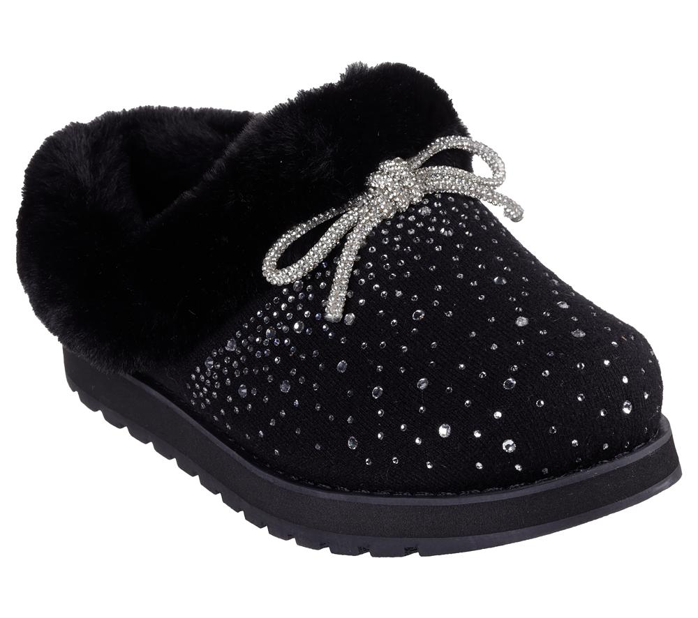 Women Skechers BOBS Keepsakes - Frosted Ties Slip On Shoes Black  USA |  1274-GSJFK