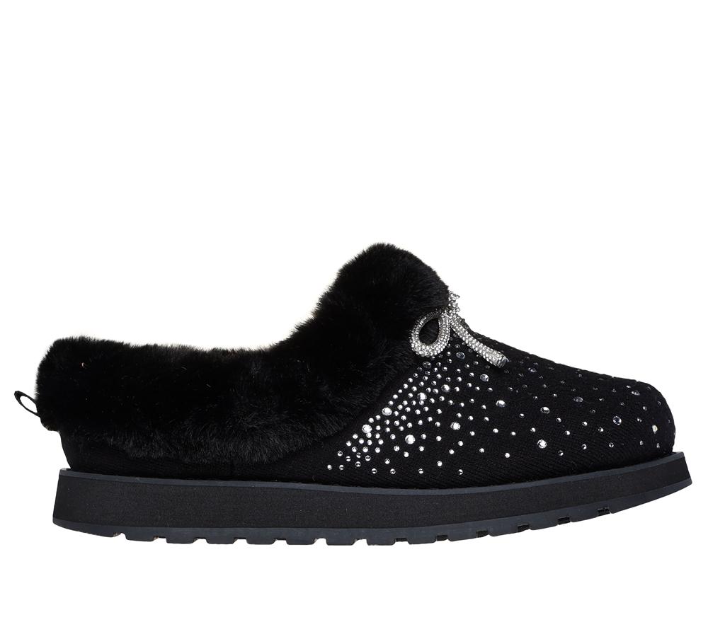 Women Skechers BOBS Keepsakes - Frosted Ties Slip On Shoes Black  USA |  1274-GSJFK