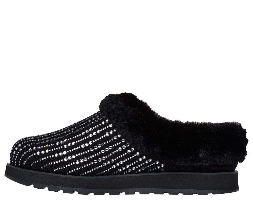 Women Skechers BOBS Keepsakes - Fully Frosted Slip On Shoes Black  USA |  7502-TRAVS
