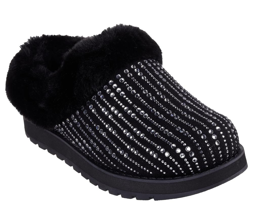 Women Skechers BOBS Keepsakes - Fully Frosted Slip On Shoes Black  USA |  7502-TRAVS