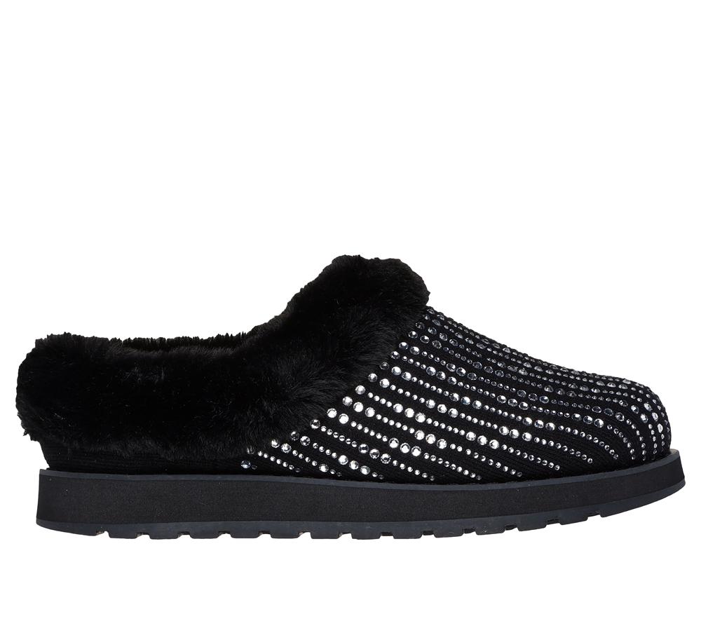 Women Skechers BOBS Keepsakes - Fully Frosted Slip On Shoes Black  USA |  7502-TRAVS