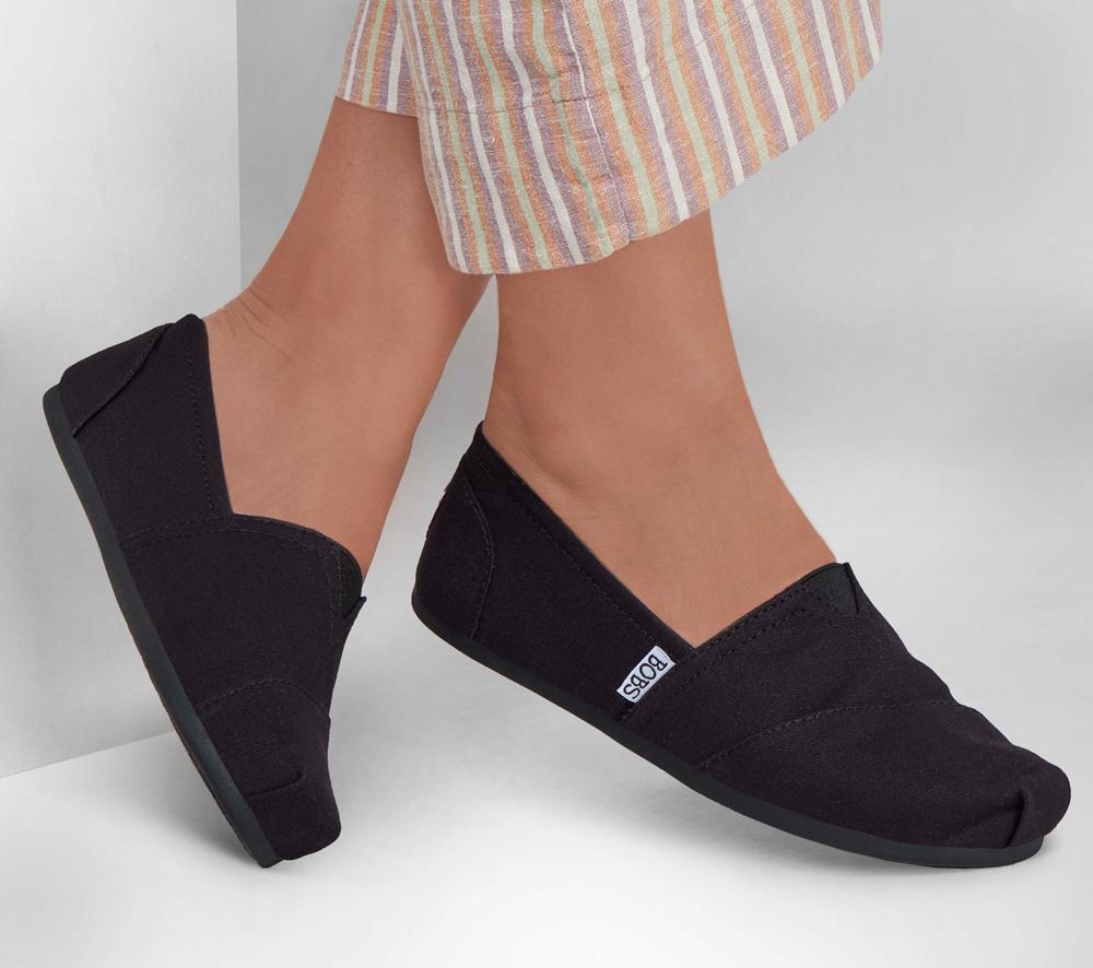 Women Skechers BOBS Plush - Peace and Love Flat Shoes Black  USA |  3281-OQYKR
