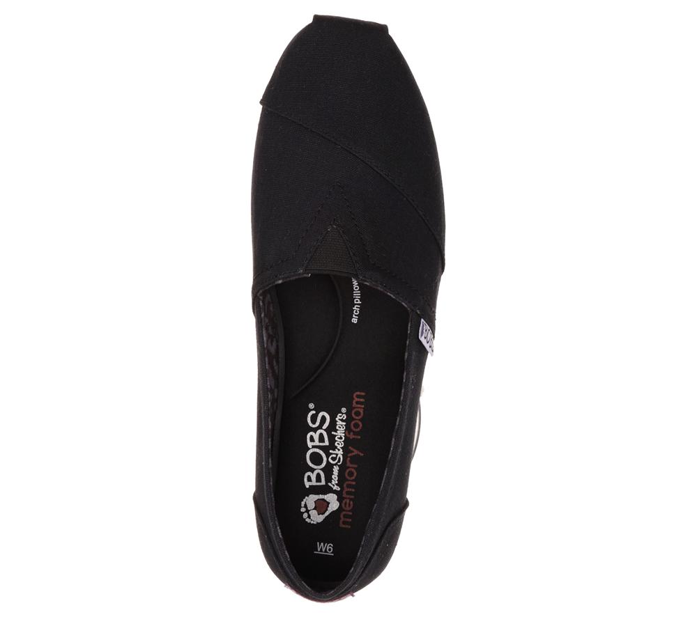 Women Skechers BOBS Plush - Peace and Love Flat Shoes Black  USA |  3281-OQYKR
