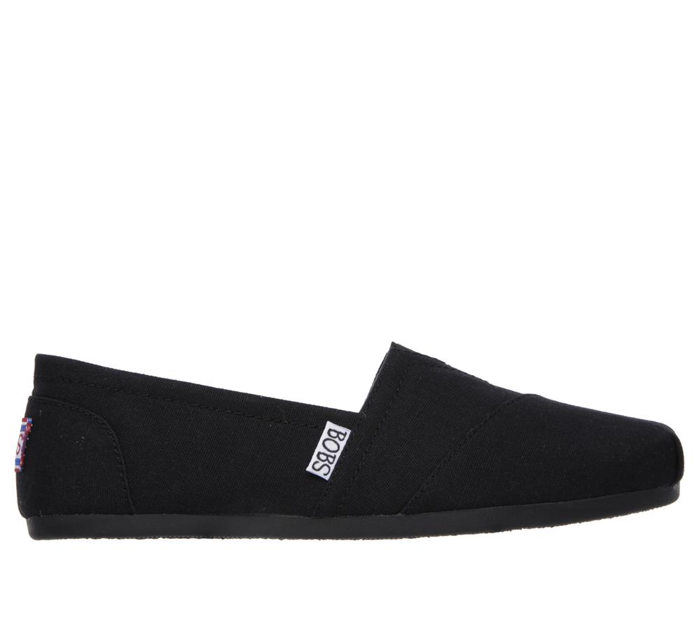 Women Skechers BOBS Plush - Peace and Love Flat Shoes Black  USA |  3281-OQYKR