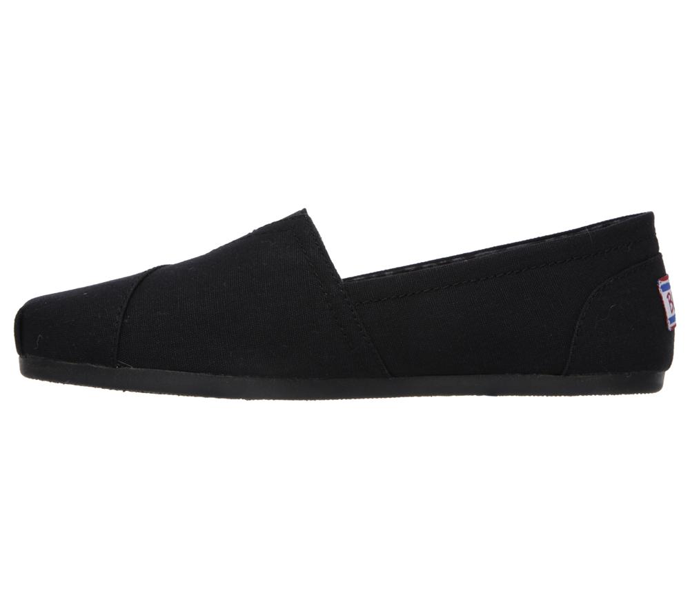 Women Skechers BOBS Plush - Peace and Love Canvas Shoes Black  USA |  9768-KUZWT
