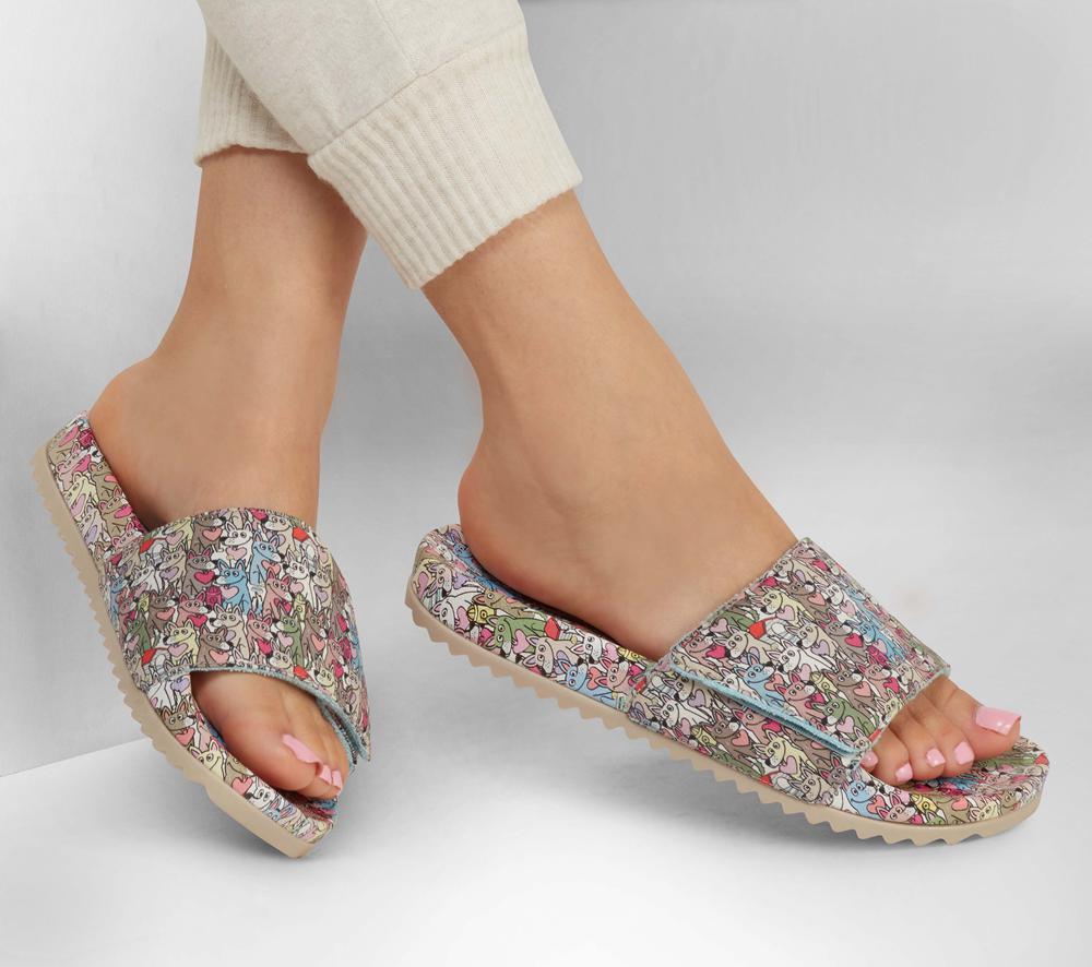 Women Skechers BOBS Pop-Ups 2 - Spring Crush Sandals Taupe / Multicolor  USA |  1920-QIXWF