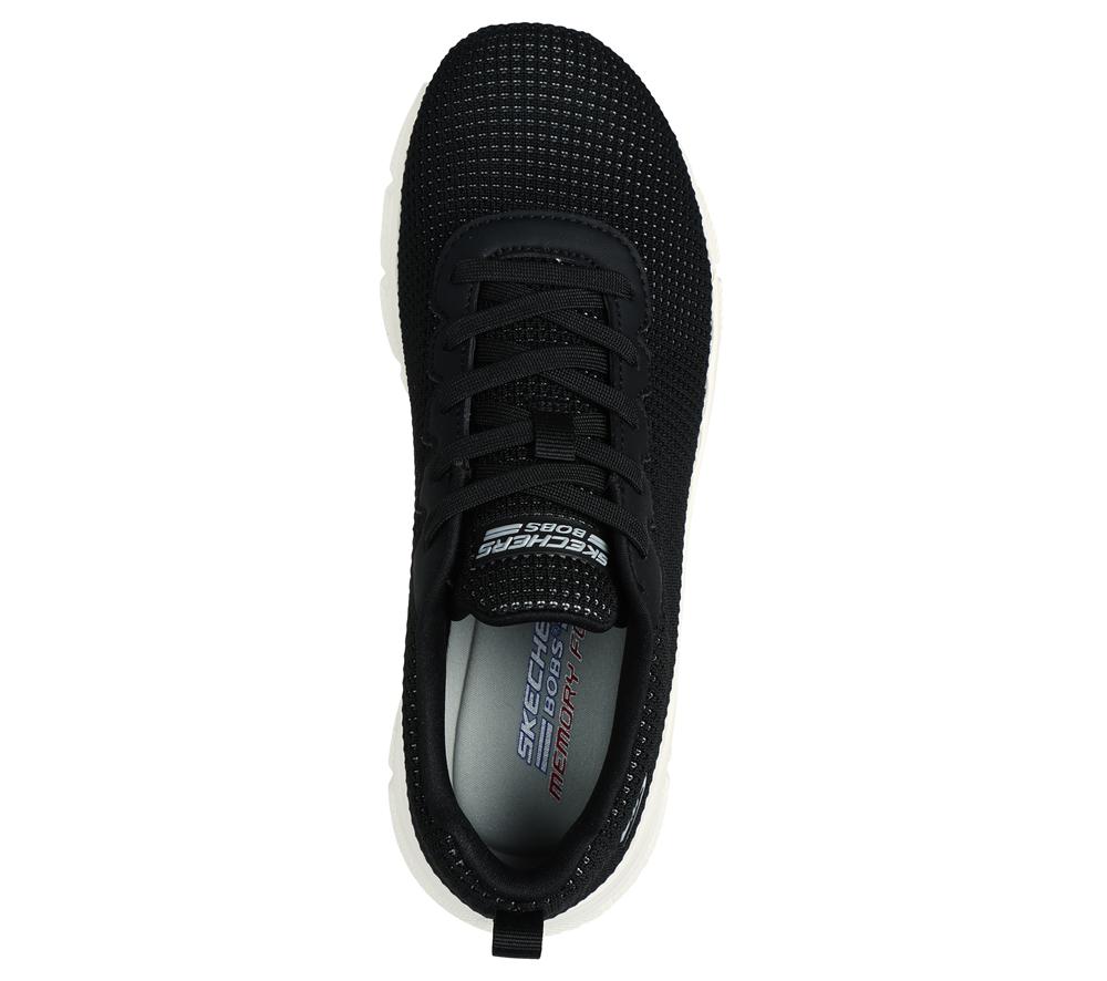 Women Skechers BOBS Sport B Flex - Visionary Essence Lace Up Shoes Black  USA |  2109-MZTUB