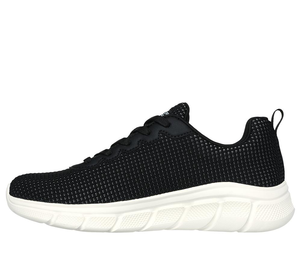 Women Skechers BOBS Sport B Flex - Visionary Essence Lace Up Shoes Black  USA |  2109-MZTUB