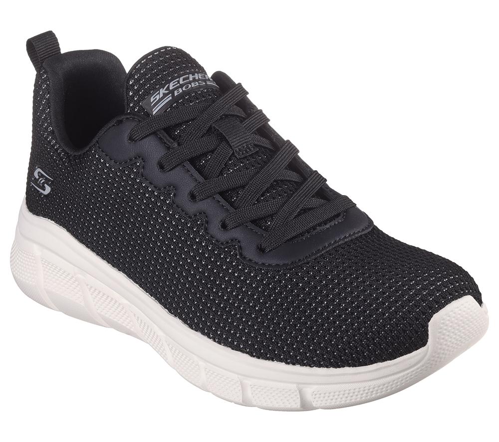 Women Skechers BOBS Sport B Flex - Visionary Essence Lace Up Shoes Black  USA |  2109-MZTUB