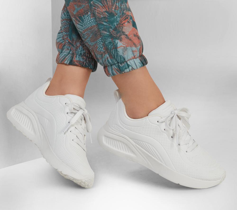 Women Skechers BOBS Sport Buno - How Sweet Lace Up Shoes White  USA |  1496-WDVJC
