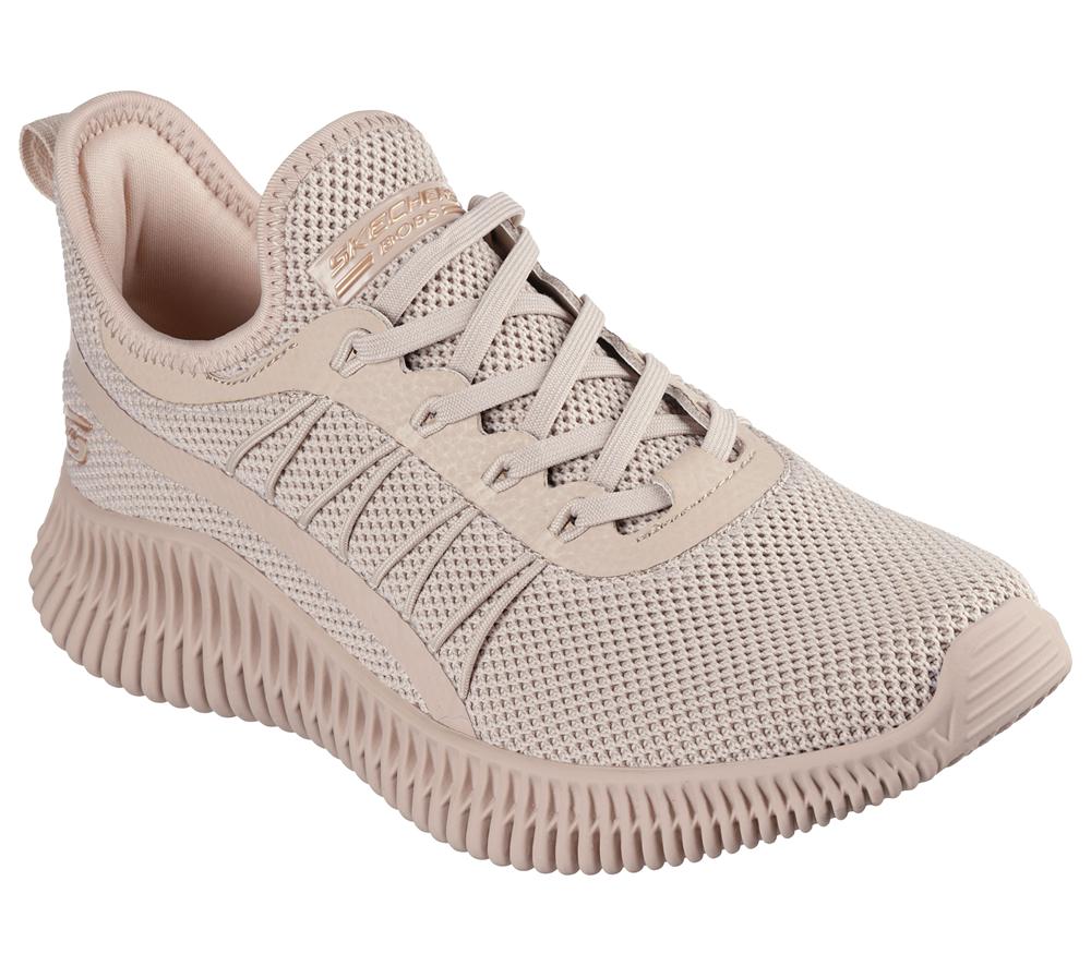 Women Skechers BOBS Sport Geo - New Aesthetics Slip On Shoes Tan Grey  USA |  9871-TIQUC