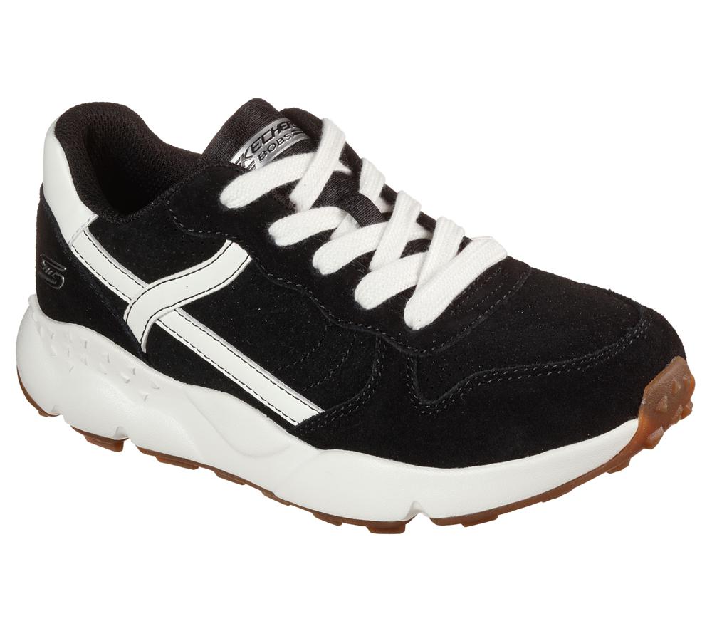Women Skechers BOBS Sport Gosan - Thrilling Throwback Lace Up Shoes Black  USA |  7469-MILPJ
