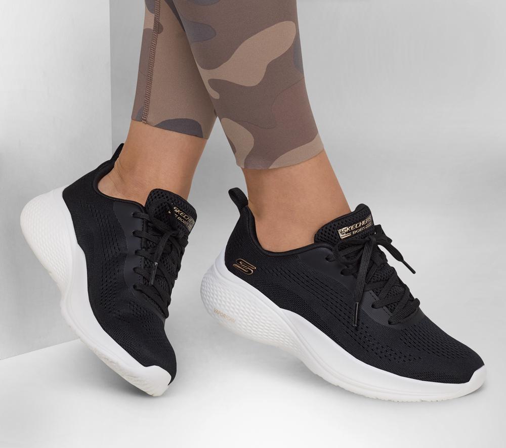 Women Skechers BOBS Sport Infinity Lace Up Shoes Black  USA |  4786-XZJEO
