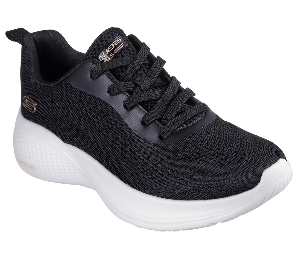 Women Skechers BOBS Sport Infinity Lace Up Shoes Black  USA |  4786-XZJEO