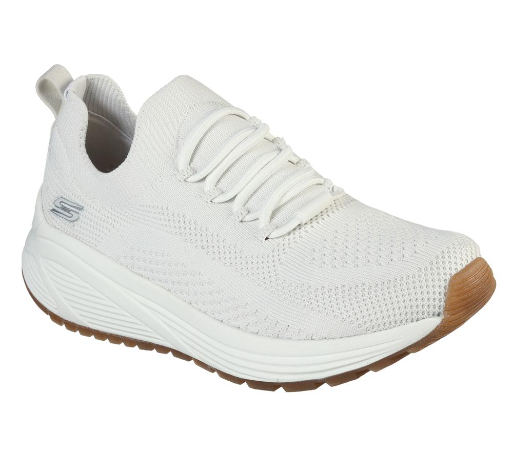Women Skechers BOBS Sport Sparrow 2.0 - Allegiance Crew Slip On Shoes Off White  USA |  0841-CLUJD
