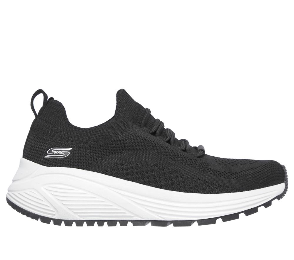 Women Skechers BOBS Sport Sparrow 2.0 - Allegiance Crew Slip On Shoes Black  USA |  2905-PNIFB