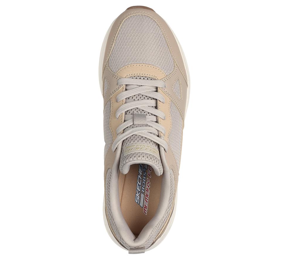 Women Skechers BOBS Sport Sparrow 2.0 - Retro Clean Lace Up Shoes Taupe / Multicolor  USA |  1234-GUXKT