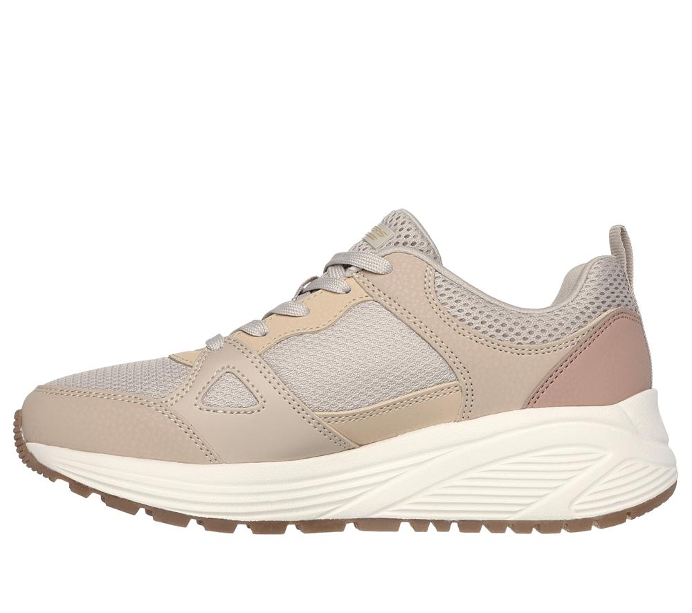 Women Skechers BOBS Sport Sparrow 2.0 - Retro Clean Lace Up Shoes Taupe / Multicolor  USA |  1234-GUXKT