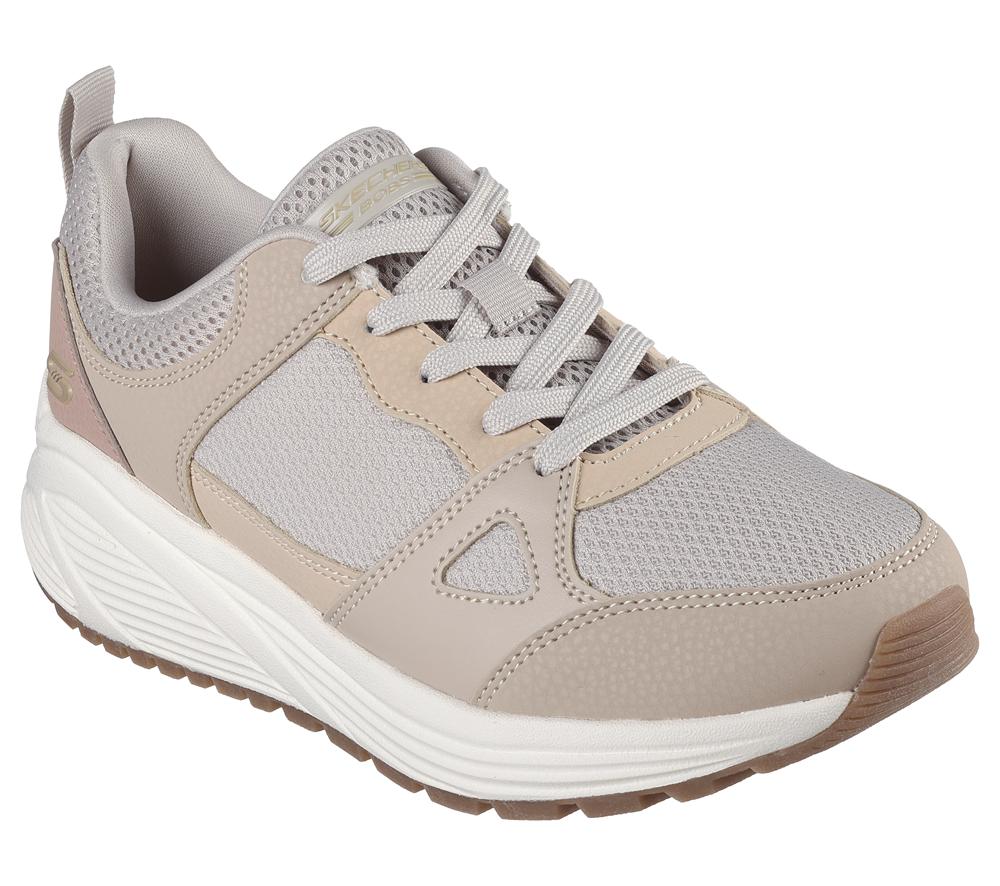 Women Skechers BOBS Sport Sparrow 2.0 - Retro Clean Lace Up Shoes Taupe / Multicolor  USA |  1234-GUXKT