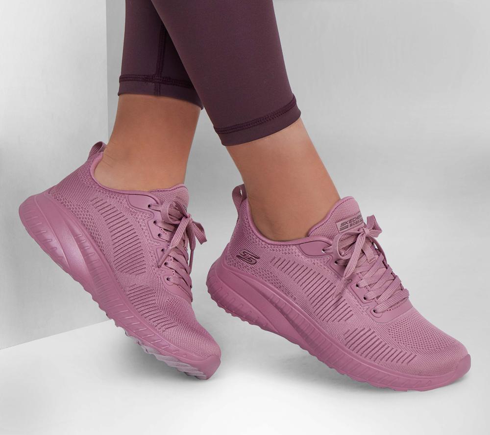 Women Skechers BOBS Sport Squad Chaos - Face Off Lace Up Shoes Raspberry Purple  USA |  9784-ZKHQF
