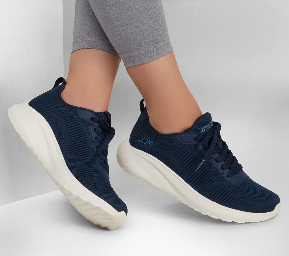 Women Skechers BOBS Sport Squad Chaos - Face Off Lace Up Shoes Navy  USA |  5721-NFSUW