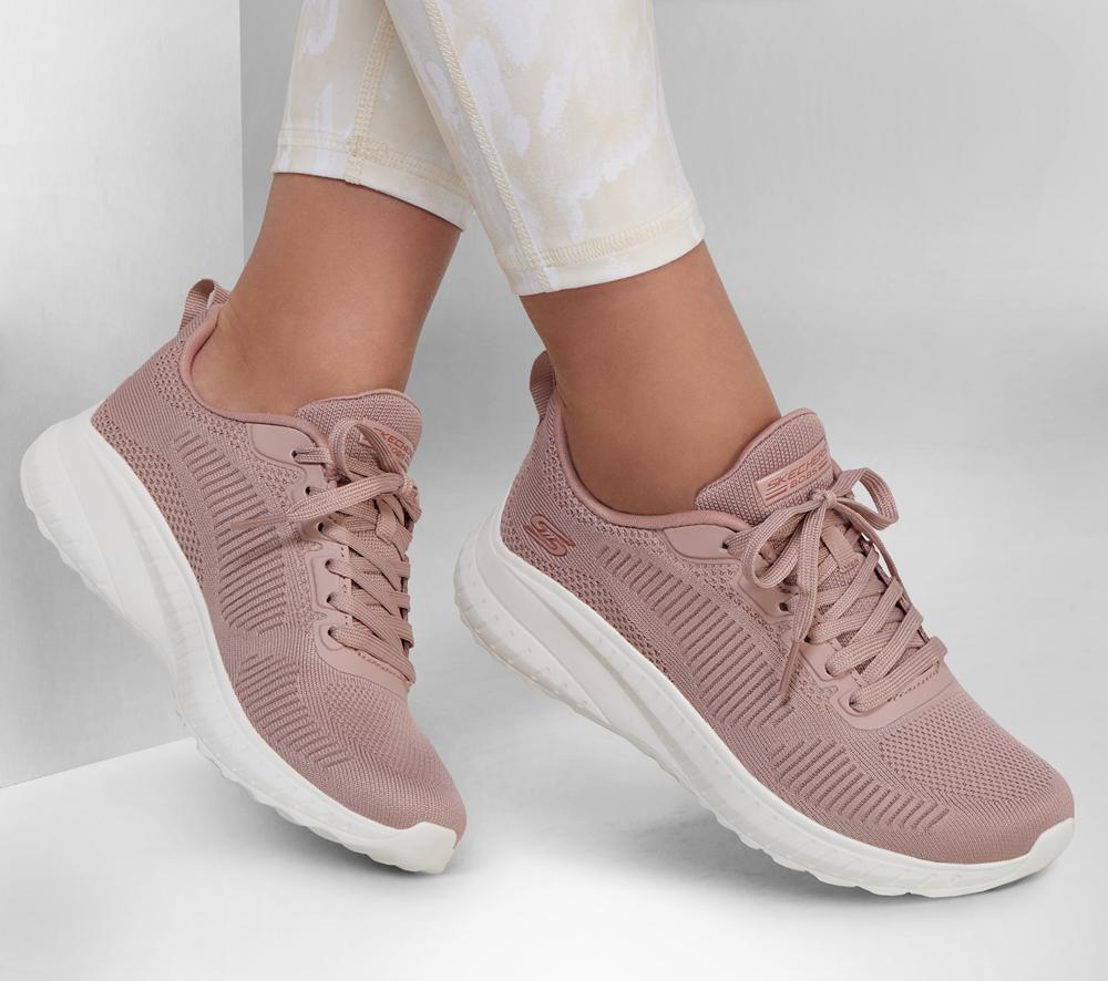 Women Skechers BOBS Sport Squad Chaos - Face Off Lace Up Shoes Blush Pink  USA |  0384-UDTCI