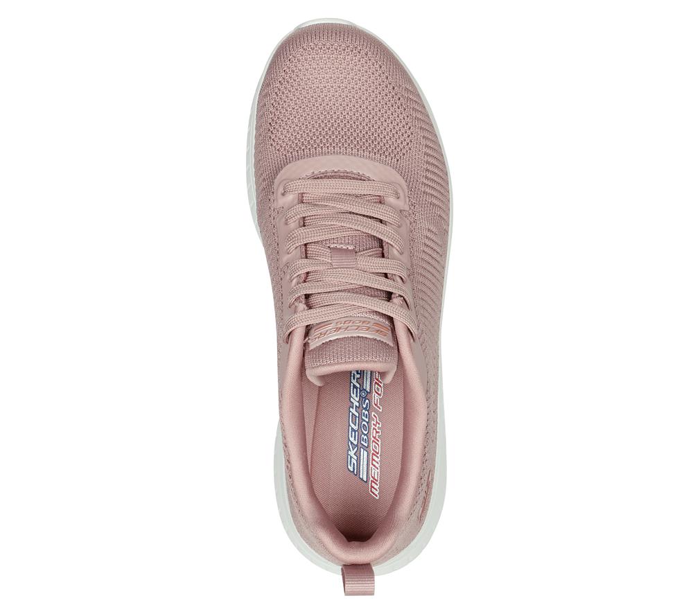 Women Skechers BOBS Sport Squad Chaos - Face Off Lace Up Shoes Blush Pink  USA |  0384-UDTCI