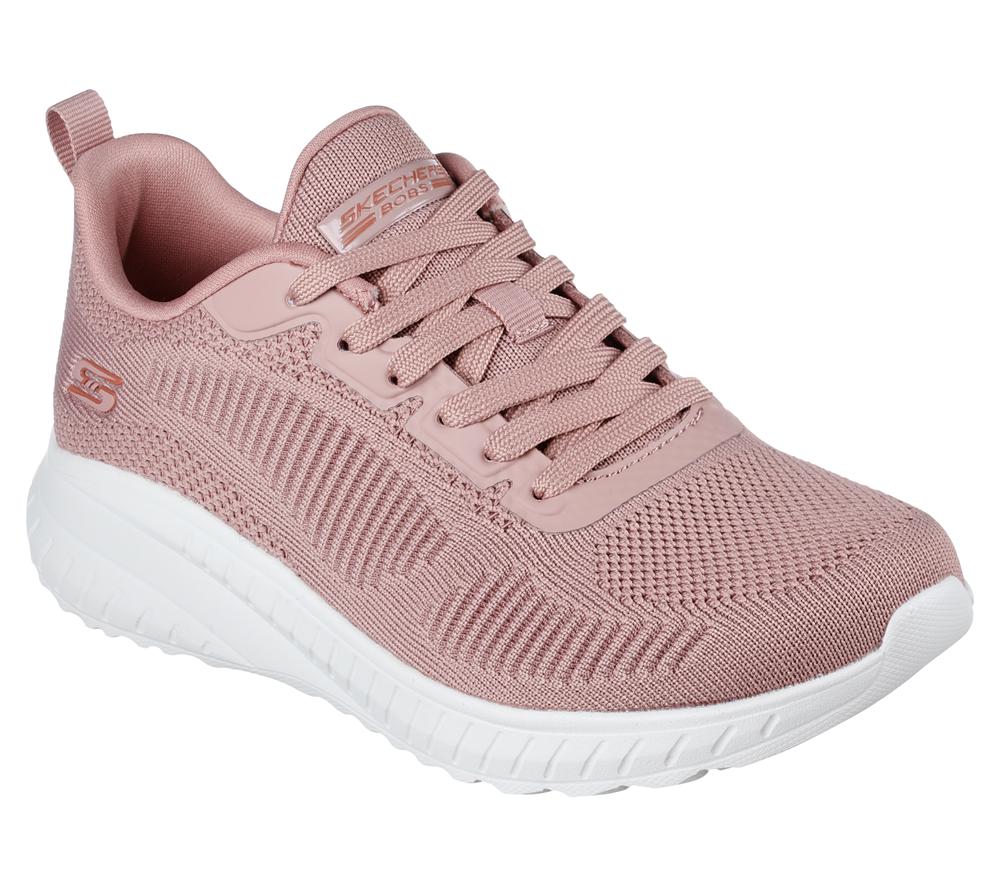 Women Skechers BOBS Sport Squad Chaos - Face Off Lace Up Shoes Blush Pink  USA |  0384-UDTCI