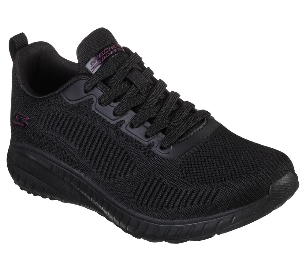 Women Skechers BOBS Sport Squad Chaos - Face Off Lace Up Shoes Black  USA |  4678-OYZKJ