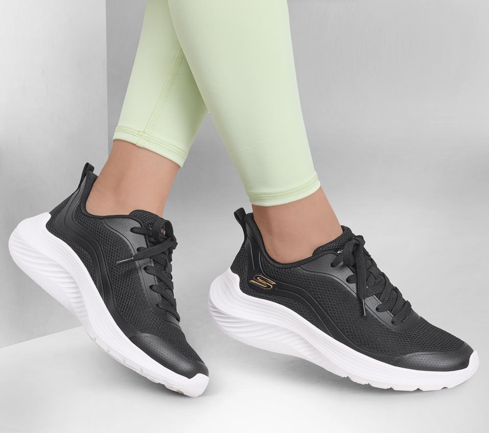 Women Skechers BOBS Sport Squad Waves - Still Wading Sneakers Black  USA |  5926-MJKNL
