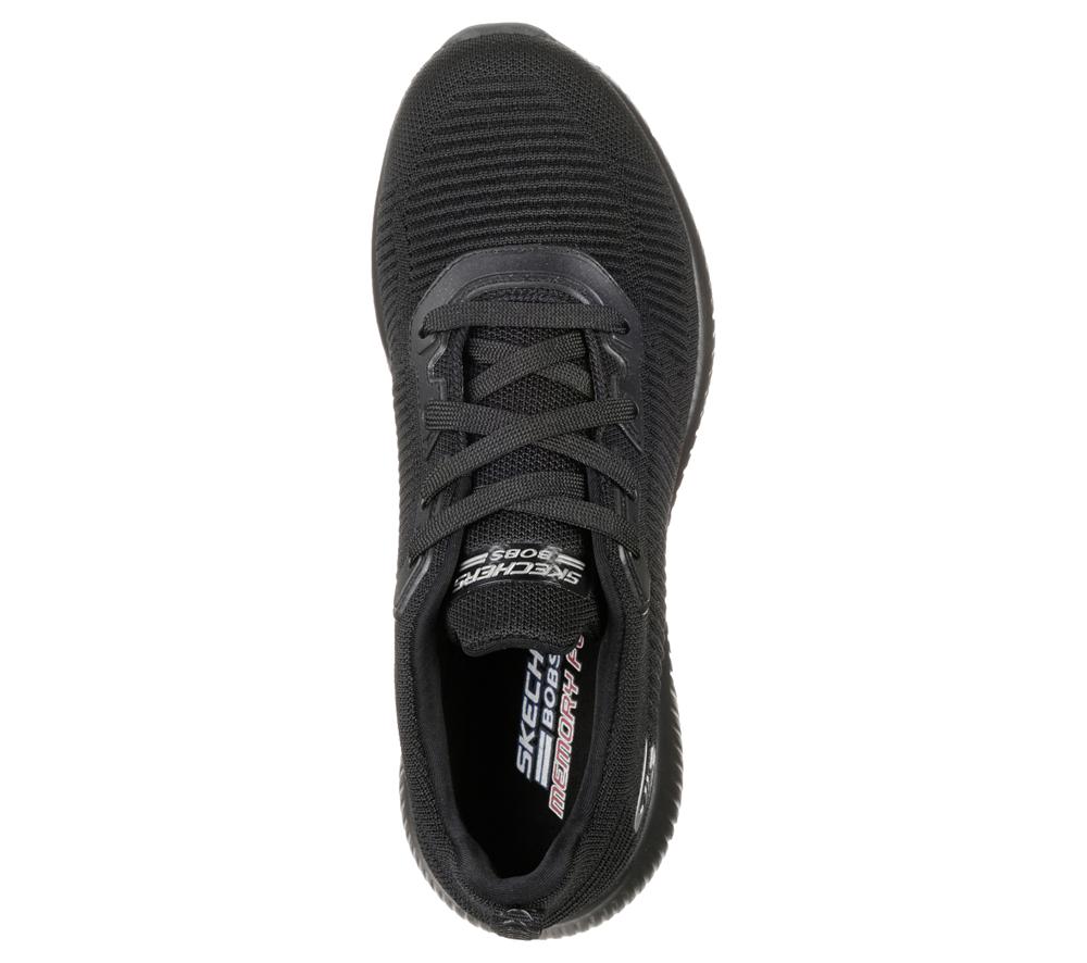 Women Skechers BOBS Sport Squad - Tough Talk Lace Up Shoes Black  USA |  1693-MWSGA