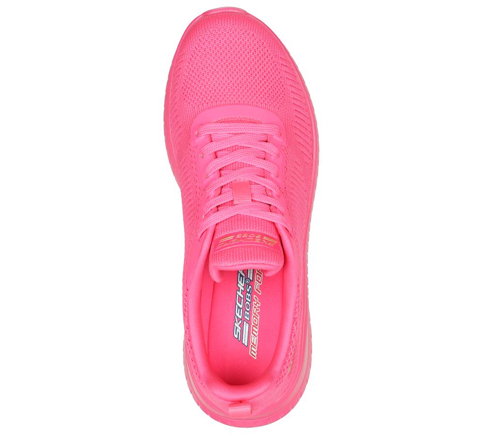 Women Skechers Bobs Sport Squad Chaos - Cool Rythms Lace Up Shoes Neon Pink  USA |  2657-KBCEF