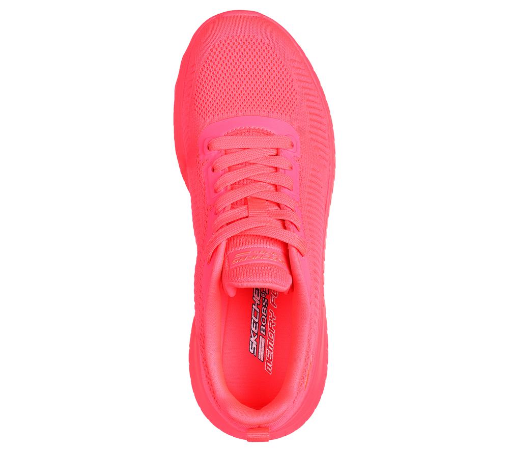Women Skechers Bobs Sport Squad Chaos - Cool Rythms Lace Up Shoes Neon Coral / Orange  USA |  2971-DNQVJ