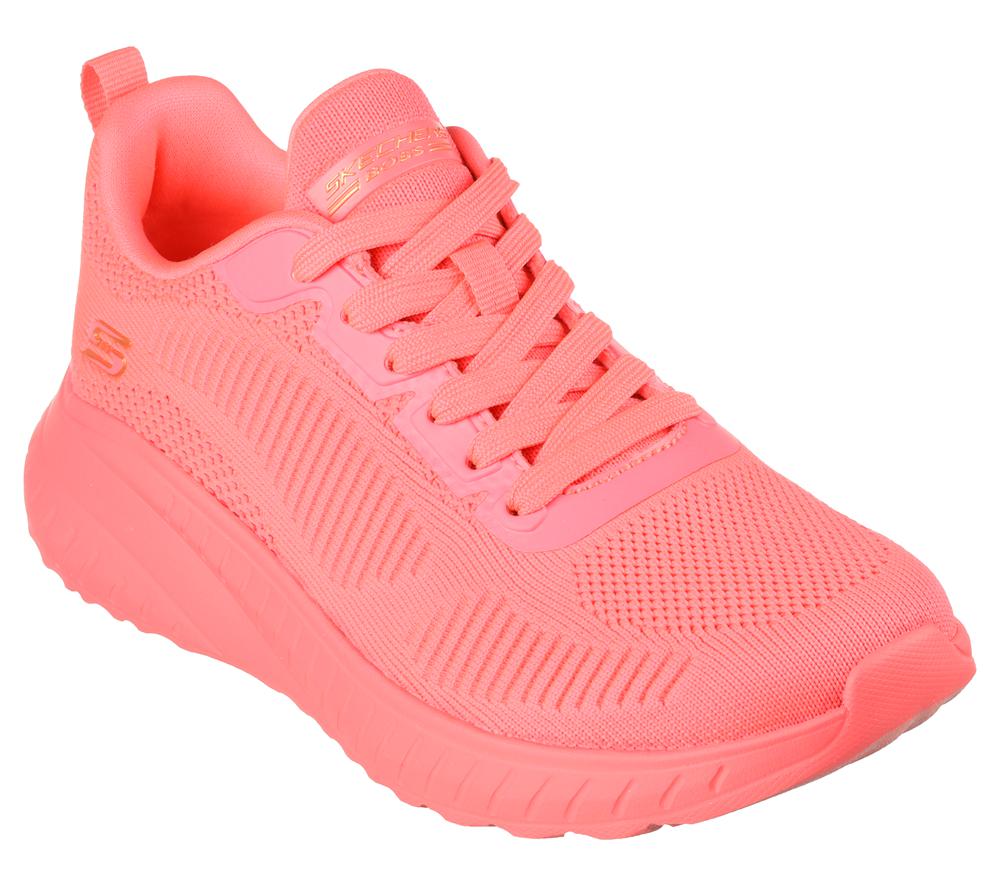 Women Skechers Bobs Sport Squad Chaos - Cool Rythms Lace Up Shoes Neon Coral / Orange  USA |  2971-DNQVJ